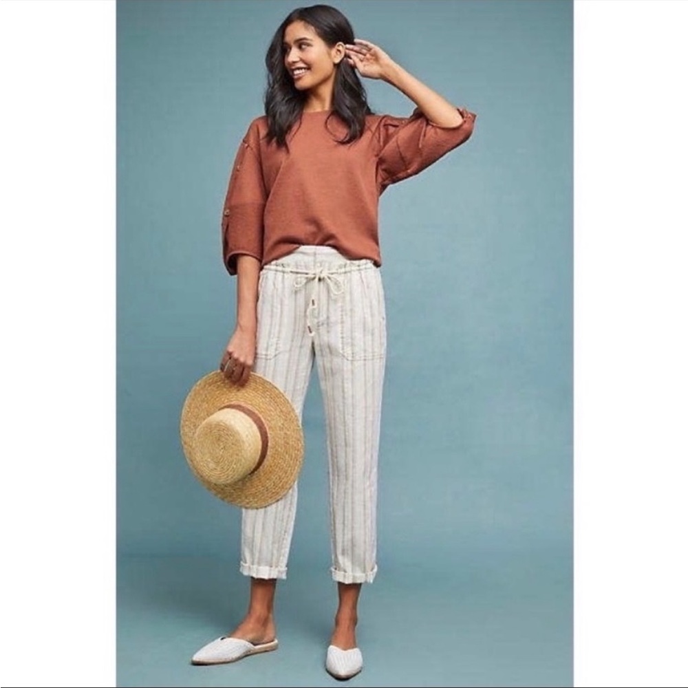 ANTHROPOLOGIE Seashore Striped Pants Size M